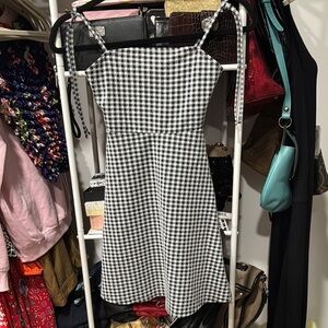 Divided Black and White Sleeveless Mini Sundress